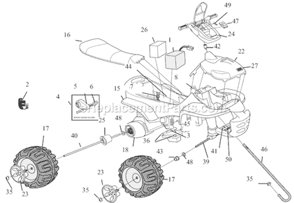 Page A Diagram and Parts List for J7826  Power Wheels Ride-On Cars